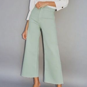 Zara ZW Marine Straight Jeans Light Green